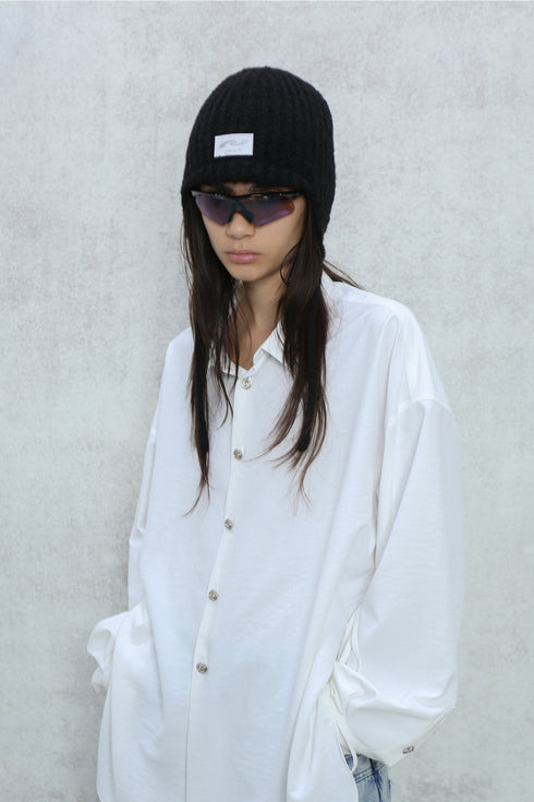 DRAW CODE FLIGHT KNIT CAP -BLACK-